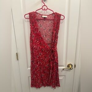 Red Floral Wrap Dress